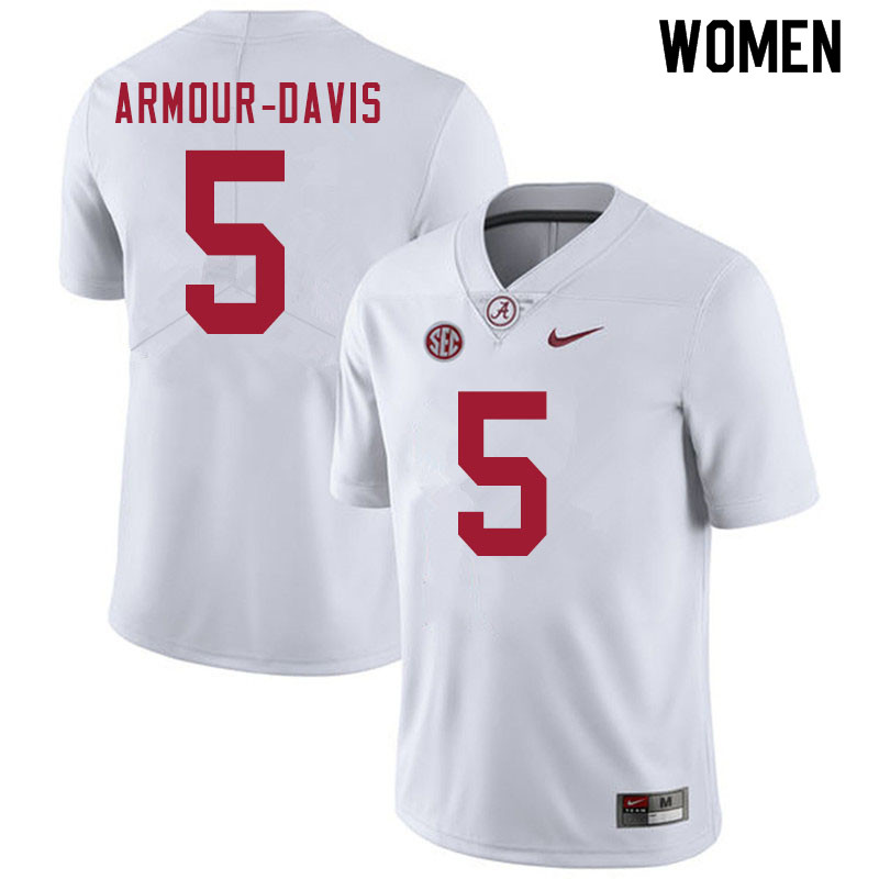 Alabama Crimson Tide Women's Jalyn Armour-Davis #5 White NCAA Nike Authentic Stitched 2020 College Football Jersey ZE16T28WE